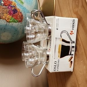 Vintage Fidenza Bormioli Rocco OSLO Espresso cups with stainless steel h…